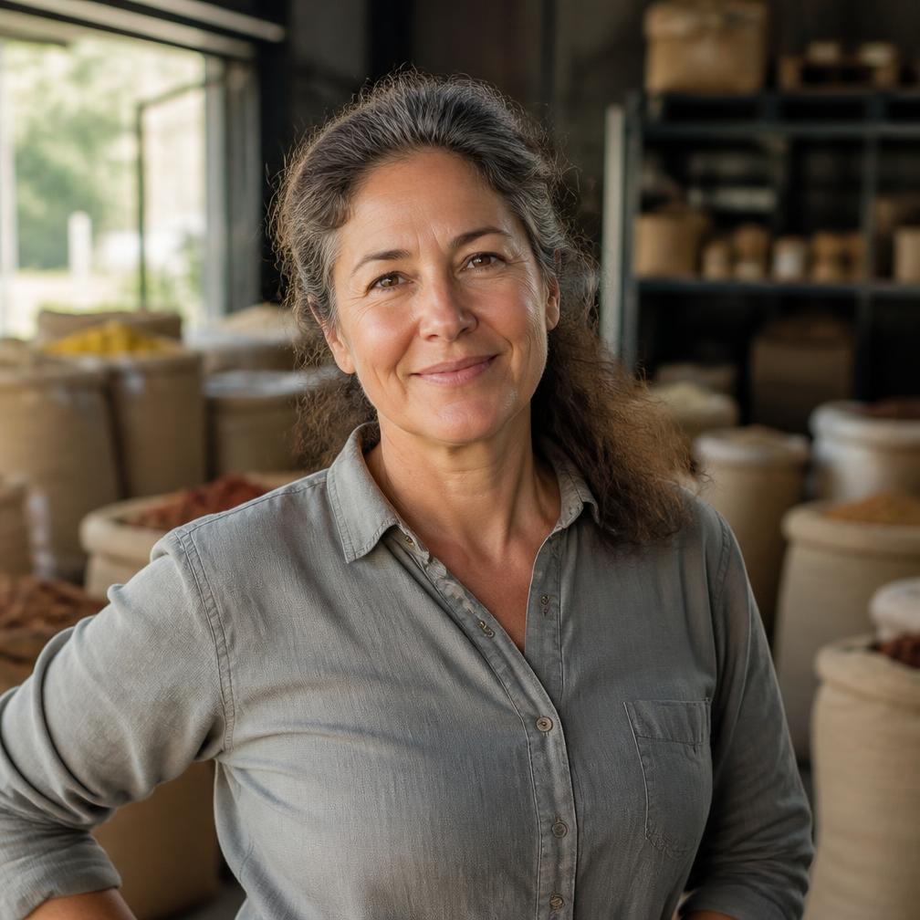 Carol Cervantes, owner of Trinity Fork Spice Works, in the Dallas warehouse